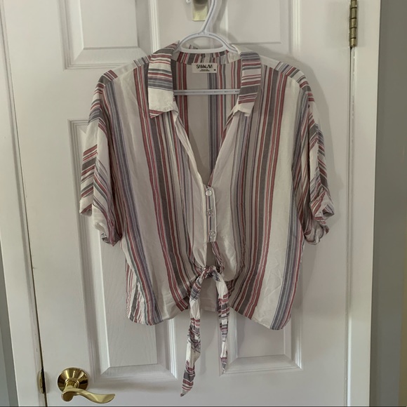 Striped crop blouse - Picture 1 of 2